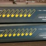 A picture of two Cisco ASAs